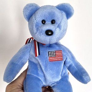2001 TY Beanie Baby AMERICA the Bear Blue Version 8.5 Inch Clean Vintage